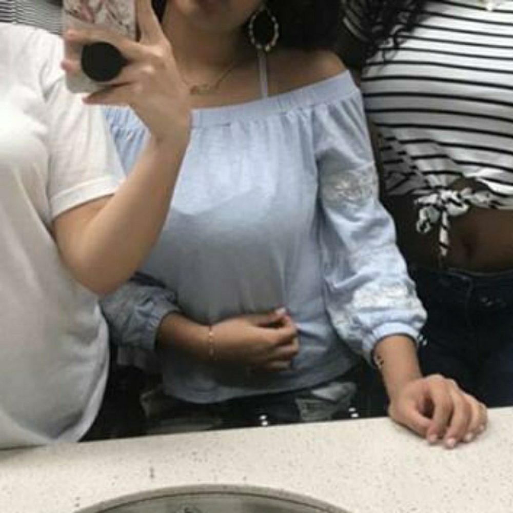 Blue off the shoulder top